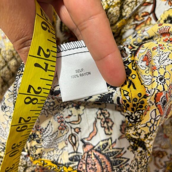 NWT Jane & Delancey Womens Yellow Bohemian Floral Smocked Blouse Top Size M - Picture 6 of 7